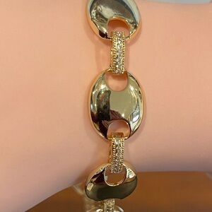 Elegant 14k Gold Plated Link Bracelet with CZ